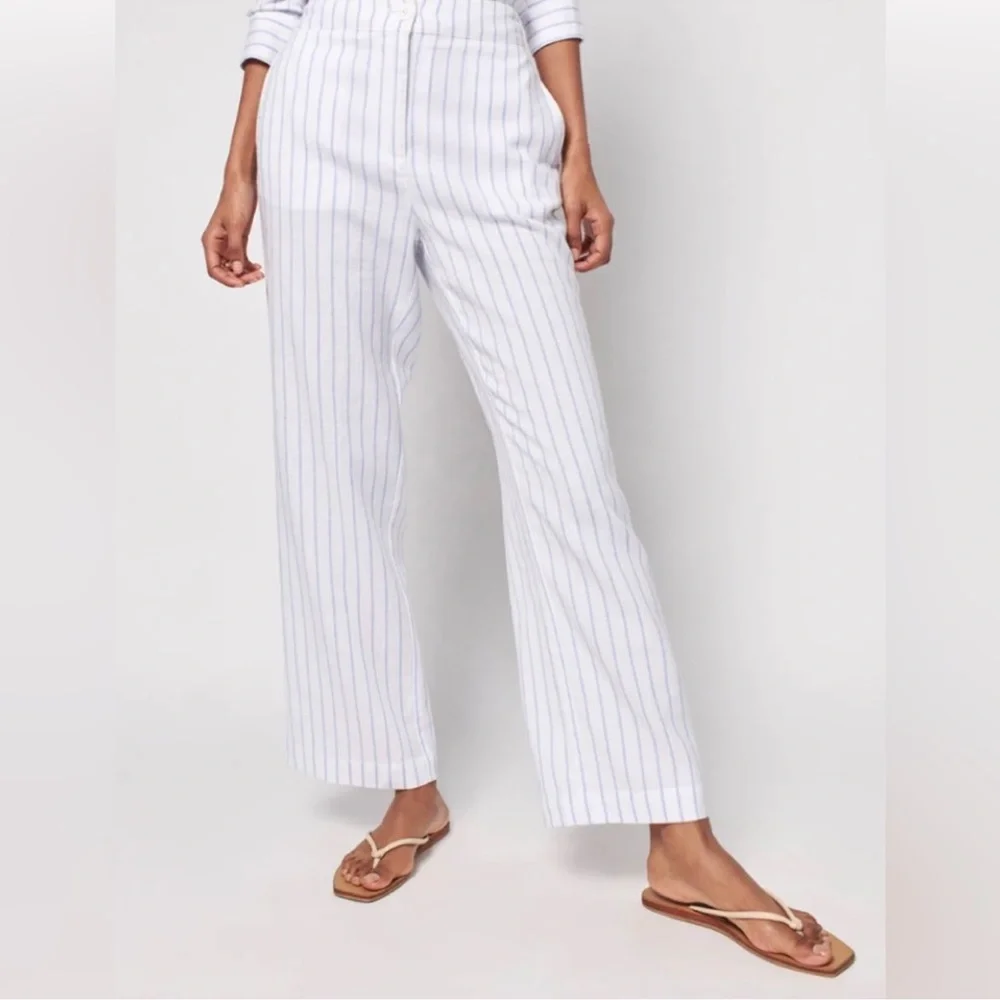 Faherty Malibu Linen Blend Pants Pier Stripe Size XL Preppy Minimalist Coastal